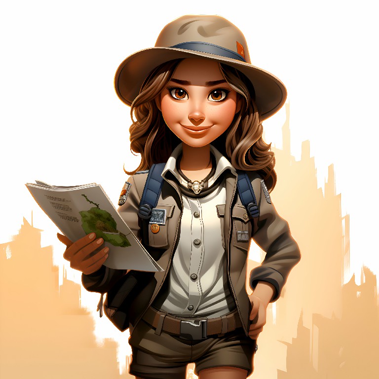 Фабрика форматовillustration girl scout with map hat city background